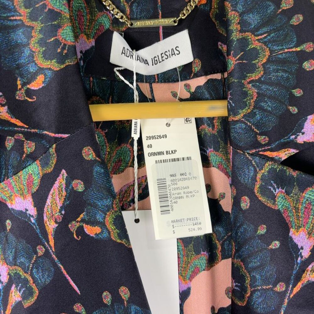 Longline Silk Coat - Navy and Pink - Picture 5 of 7
